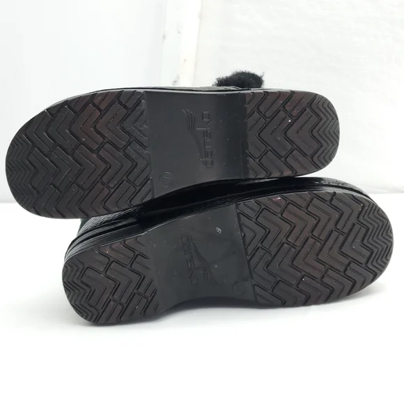 DANSKO Womens Black Finley Shearling Leather Winter Clog Boots Size 7 - Picture 7 of 13